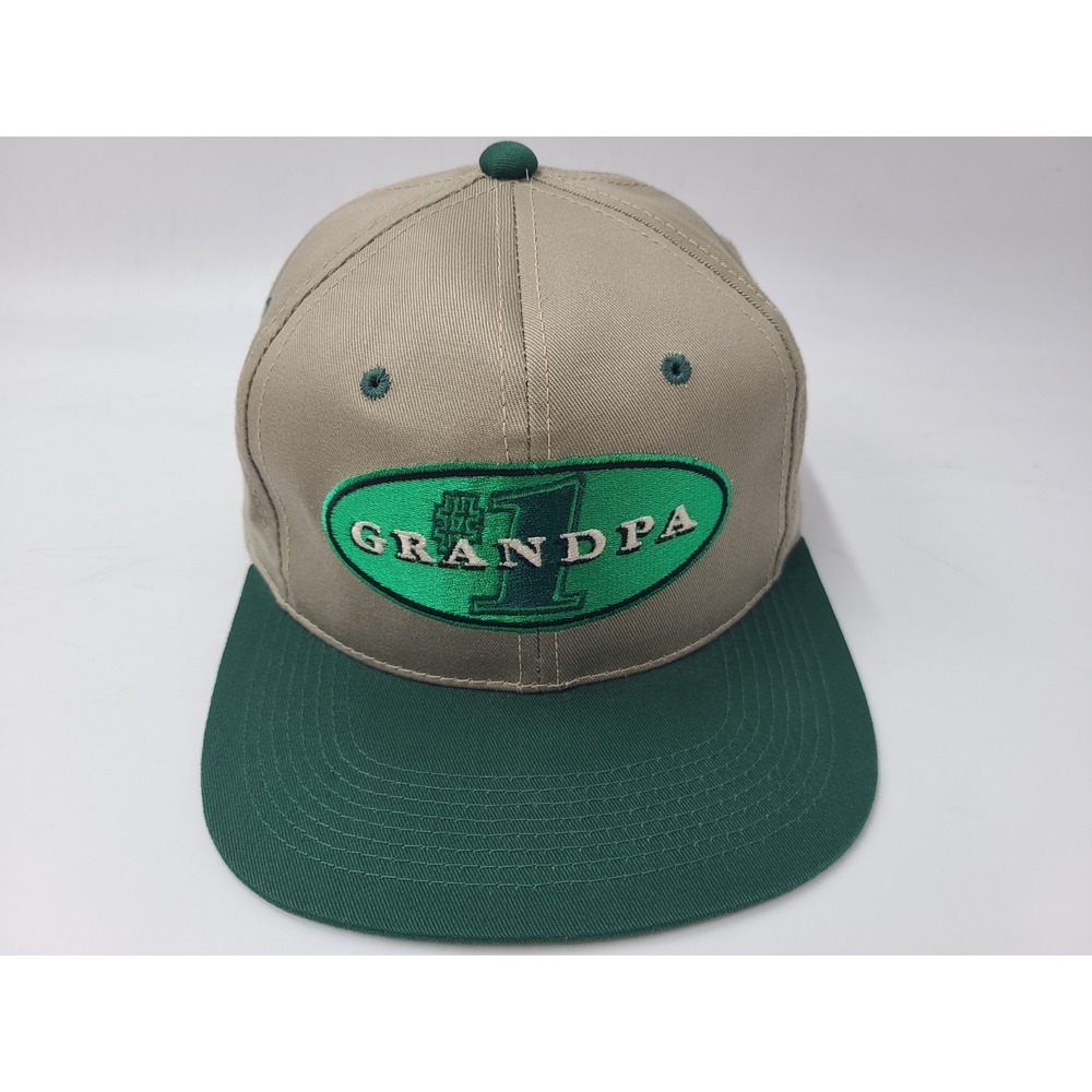 Vintage #1 Grandpa Signatures YoungAn Snapback Hat Cap Grandfather Beige Green‎